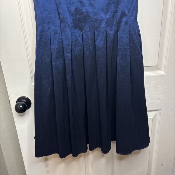 Jessica Howard Evenings Women’s Size 12 Navy Blue Satin Pleated Cocktail Dress - Picture 5 of 10